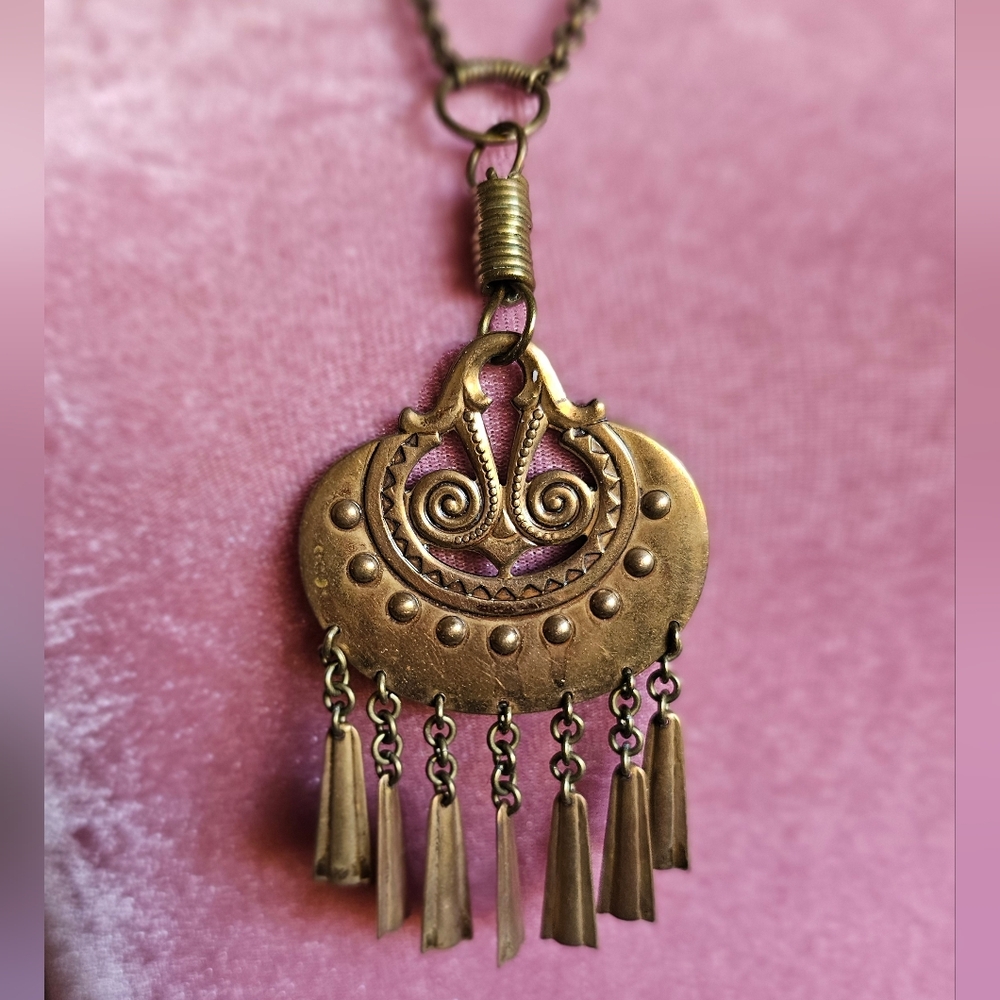 Moon Goddess. Solid bronze Kalevala Koru pendant necklace made in Finland.